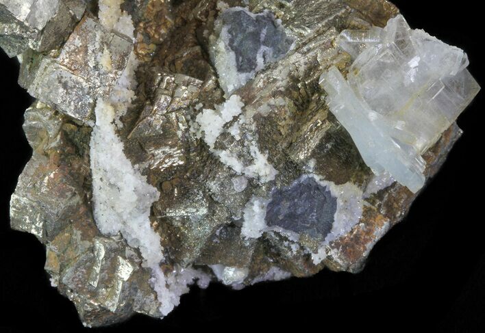 Blue Barite, Quartz and Pyrite Association - Morocco #64379